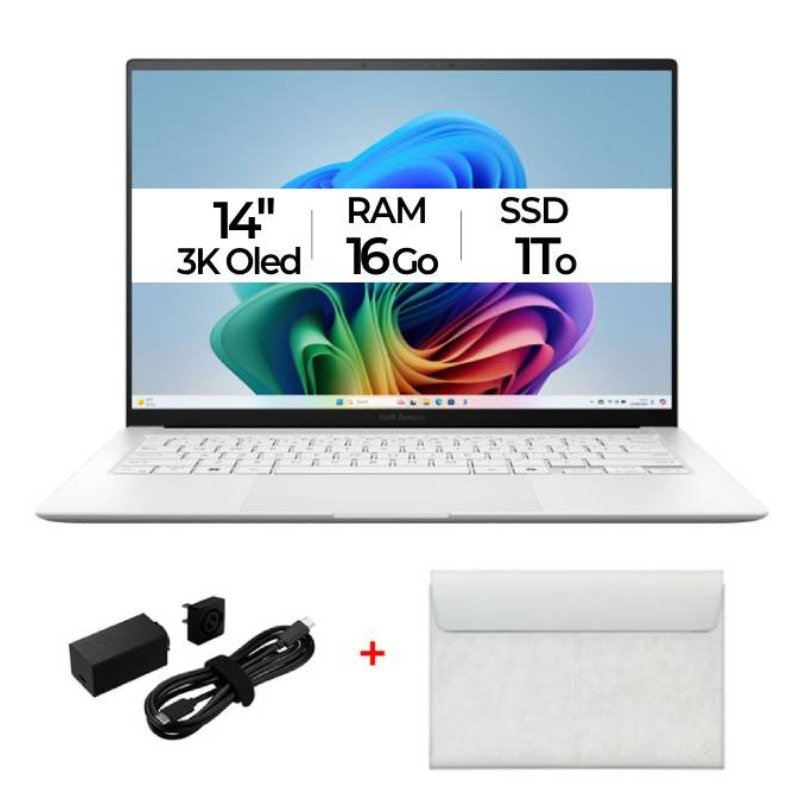 Pc Portable ASUS Zenbook S 14 Ultra 7 256V 16G 1To SSD - Blanc 1 pc portable asus zenbook s ultra v g to ssd blanc t