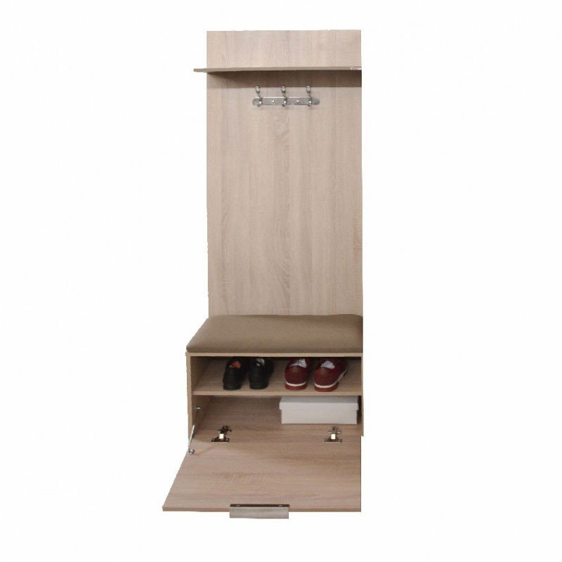 Porte Chaussures SOTUFAB Square Avec Assise Capitonnée - Chêne Brut et Moka 2 pccb mk