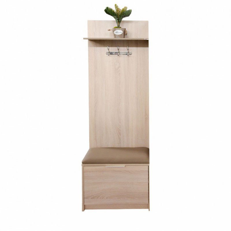 Porte Chaussures SOTUFAB Square Avec Assise Capitonnée - Chêne Brut et Moka 1 pccb mk