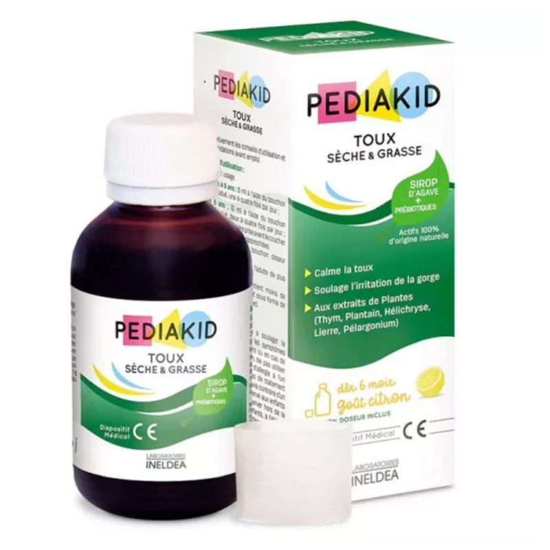 PEDIAKID TOUX SECHE ET GRASSE SIROP 125ML 1 pediakid toux seche et grasse sirop ml
