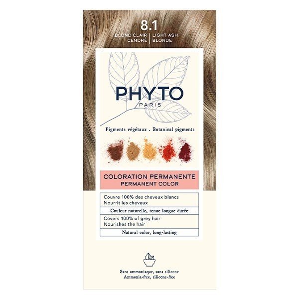 PHYTO COLORATION PERMANENTE 8.1 BLOND CLAIR CENDRE 1 phyto coloration permanente blond clair cendre