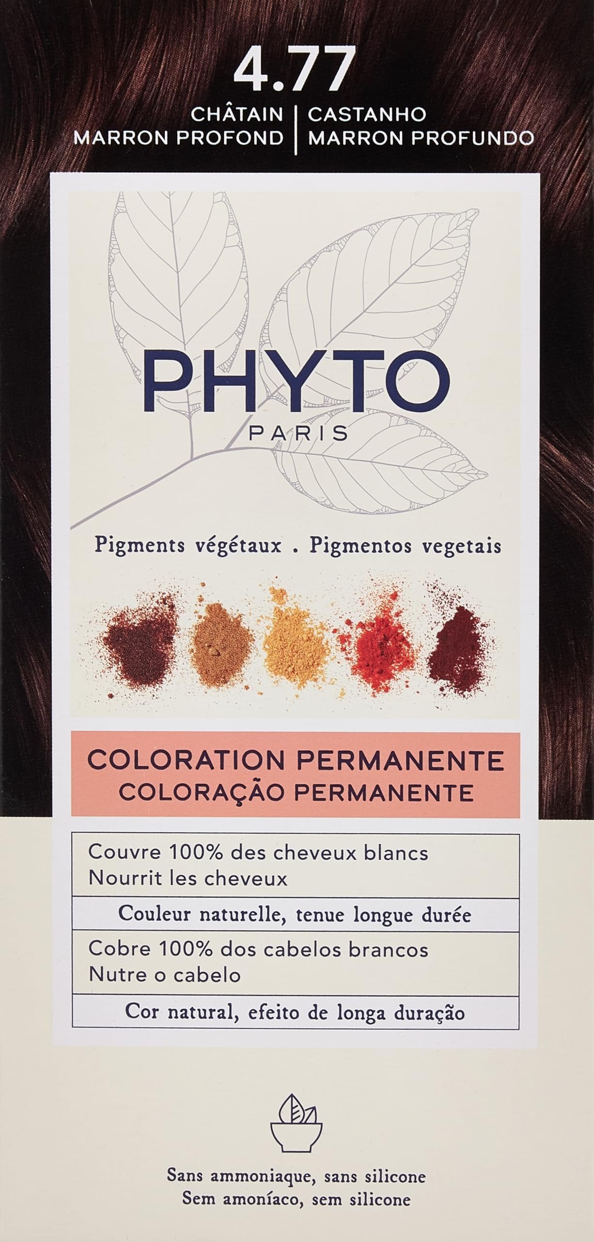 PHYTO PHYTOCOLOR 4.77 CHATIN MARRON PROFOND 1 phyto phytocolor chatin marron profond