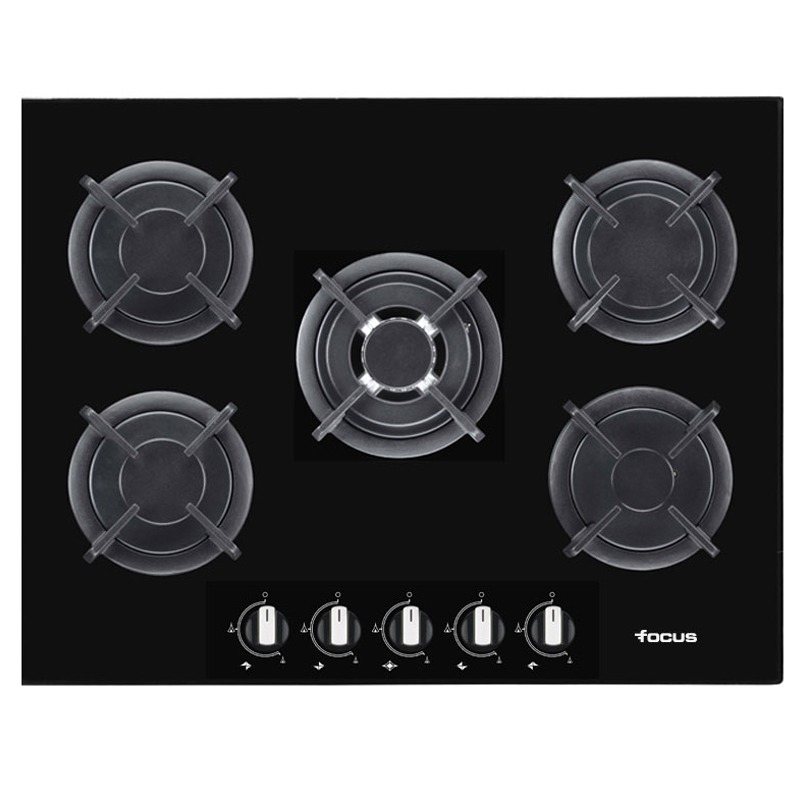 Plaque de Cuisson Encastrable FOCUS F4109B 5 Feux 90 cm - Noir 1 plaque de cuisson focus fb feux cm inox e