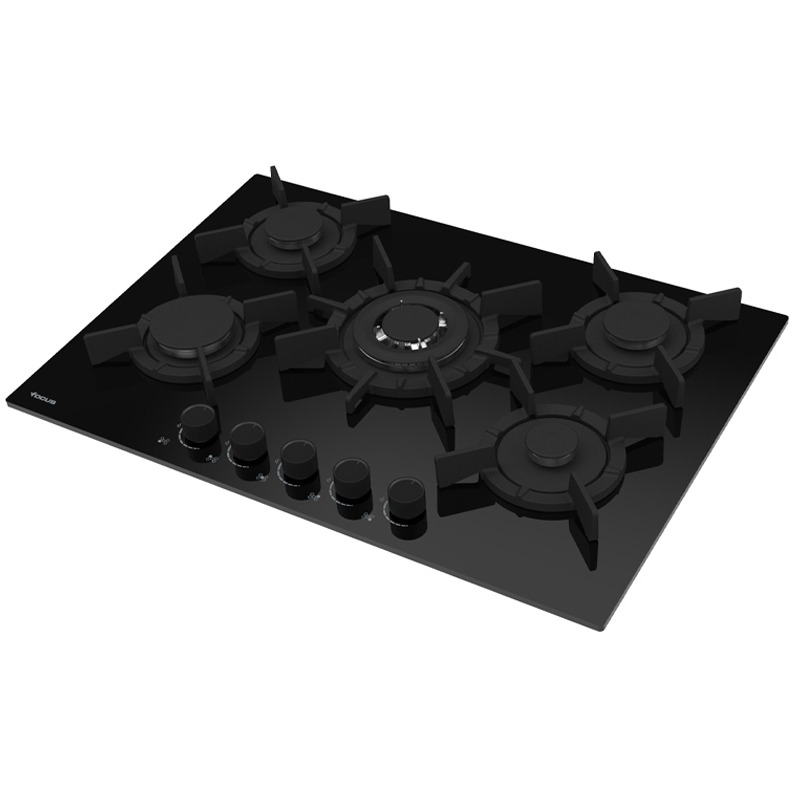 Plaque de Cuisson FOCUS F417B 5 Feux 75 cm Noir 2 plaque de cuisson focus fb feux cm noir h