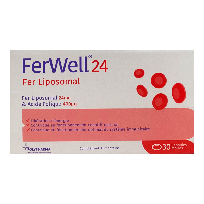 POLYPHARMA FERWELL 24 FER LIPOSOMAL 30 CAPSULES 1 polypharma ferwell fer liposomal capsules
