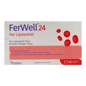 POLYPHARMA FERWELL 24 FER LIPOSOMAL 30 CAPSULES 3 polypharma ferwell fer liposomal capsules