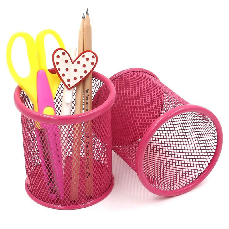 Pot à Stylo Rond Métal - Rose (802ROSE) 2 pot stylo rond m tal rose rose