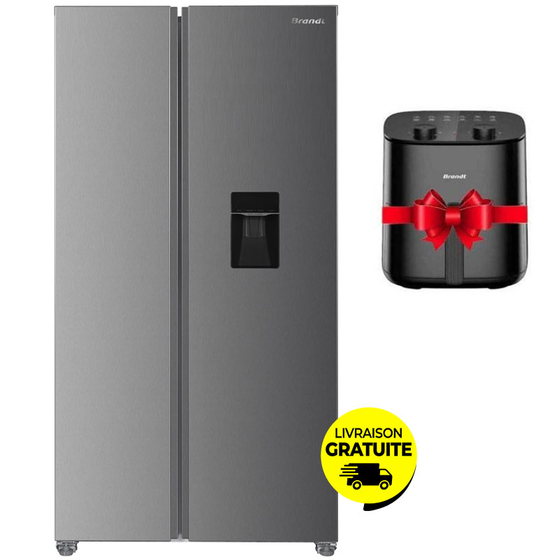 Réfrigérateur Side By Side BRANDT BFA701YDX 620 Litres NoFrost + Friteuse Sans Huile 1 r frig rateur side by side brandt bfaydx litres nofrost inox