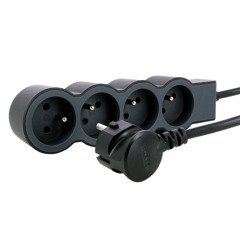 Rallonge Multiprises extra-plate LEGRAND 4 Prises 1,5m - Noir& gris foncé 1 rallonge multiprises extra plate legrand prises m noir gris fonc