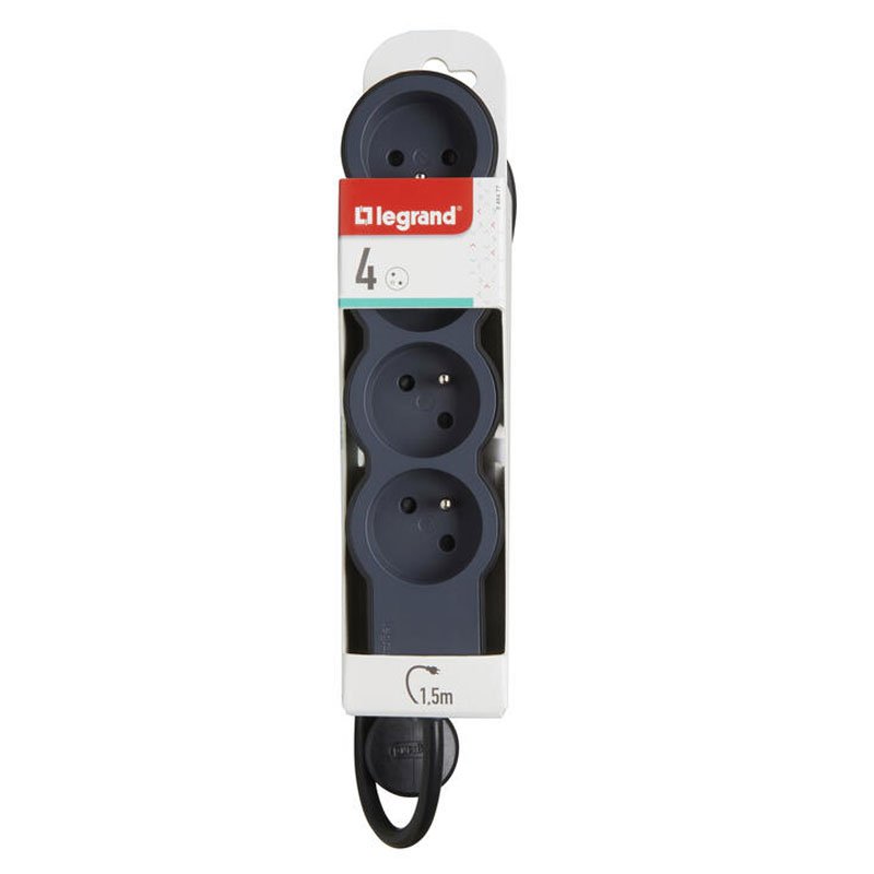 Rallonge Multiprises extra-plate LEGRAND 4 Prises 1,5m - Noir& gris foncé 5 rallonge multiprises extra plate legrand prises m noir gris fonc