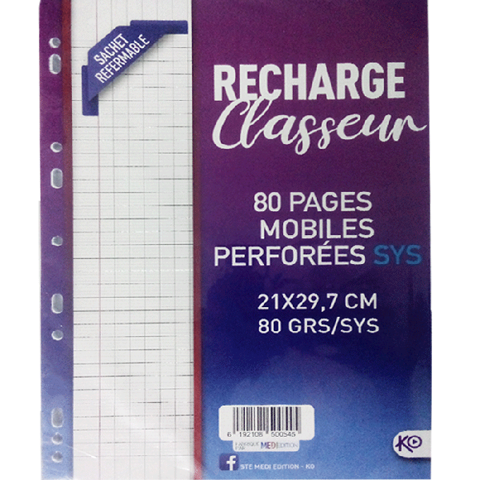 Charge Porte Document 80 pages 80 Gr 1 recharge classeur ko a gr seyes pages