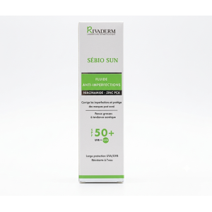 RIVADERM SEBIO SUN FLUIDE ANTI IMPERFECTIONS SPF50+ 50GR 3 rivaderm sebio sun fluide anti imperfections spf gr