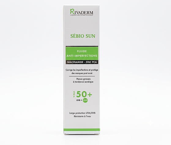 RIVADERM SEBIO SUN FLUIDE ANTI IMPERFECTIONS SPF50+ 50GR 1 rivaderm sebio sun fluide anti imperfections spf gr