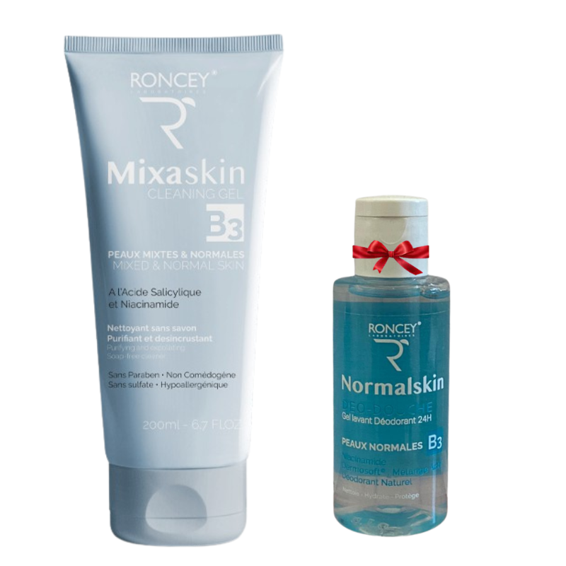 RONCEY MIXASKIN GEL NETTOYANT PEAUX NORMALES A MIXTES 200ML+DEO DOUCHE NORMALE SKIN PEAU NORMAL 50ML (OFFERT) 1 roncey mixaskin gel nettoyant peaux normales a mixtes mldeo douche normale skin peau normal ml offert