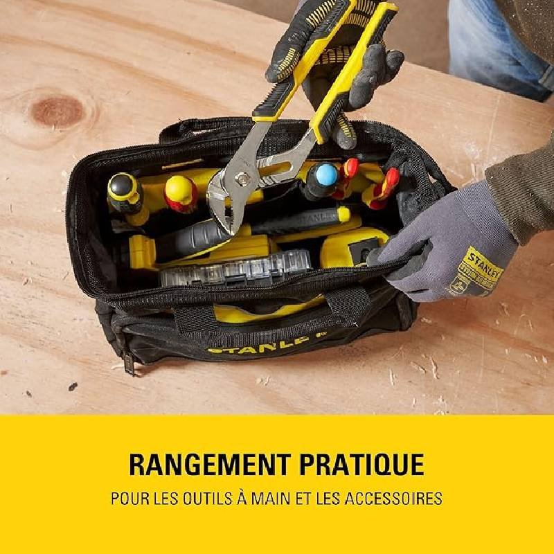 Sac À Outils STANLEY Rigide 30 Cm 12" Pratique Multipoches 3 sac a outils stanley rigide cm pratique multipoches m