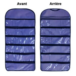 sac suspendu de rangement double face pour sous vetements bleu