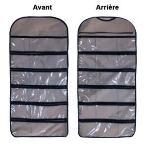 sac suspendu de rangement double face pour sous vetements gris