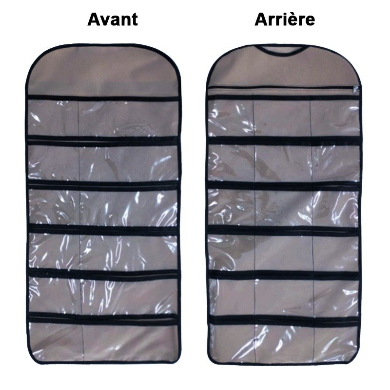 Sac Suspendu de Rangement Double Face Pour sous-vêtements - Gris 1 sac suspendu de rangement double face pour sous vetements gris