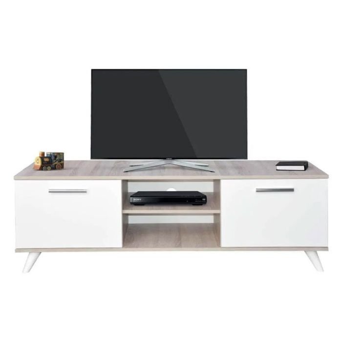 Table TV SOTUFAB JOY - Chêne brut & Blanc 3 sans titre