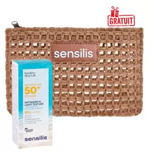 SENSILIS SENSITIVE SKIN WATER FLUID TEINTE SPF50+ 40ML+SENSILIS TROUSSE (OFFERT) 3 sensilis sensitive skin water fluid teinte spf mlsensilis trousse offert