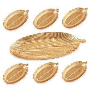 set de plateaux forme feuille d arbres gold