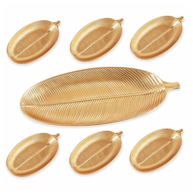 Set De 7 Plateaux Forme Feuille D'arbres - Gold 1 set de plateaux forme feuille d arbres gold