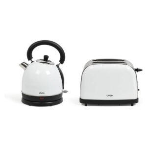 set petit dejeuner vintag livoo bouilloire et grille pains blanc