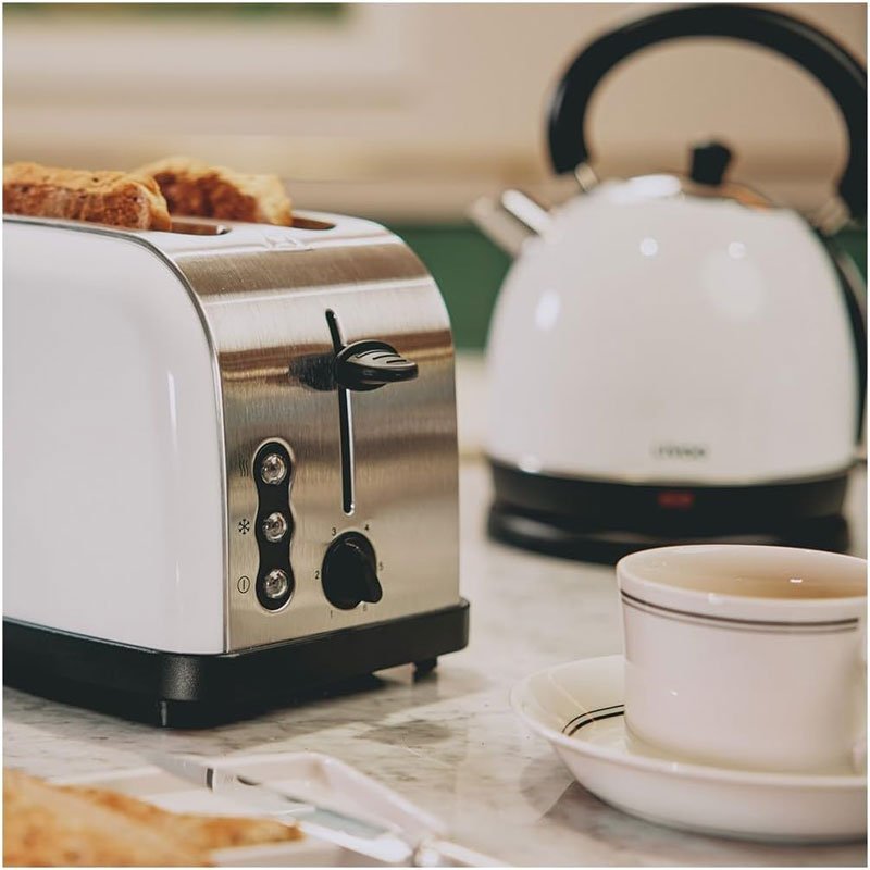 Set Petit Dejeuner Vintag LIVOO Bouilloire Et Grille-pains - Blanc 6 set petit dejeuner vintag livoo bouilloire et grille pains blanc