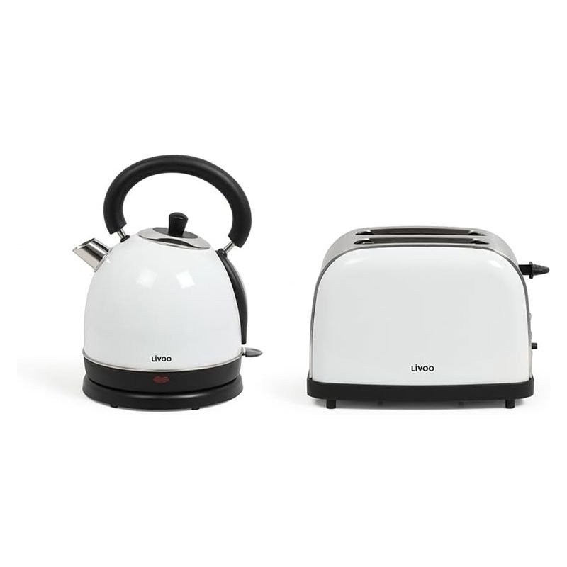 Set Petit Dejeuner Vintag LIVOO Bouilloire Et Grille-pains - Blanc 1 set petit dejeuner vintag livoo bouilloire et grille pains blanc