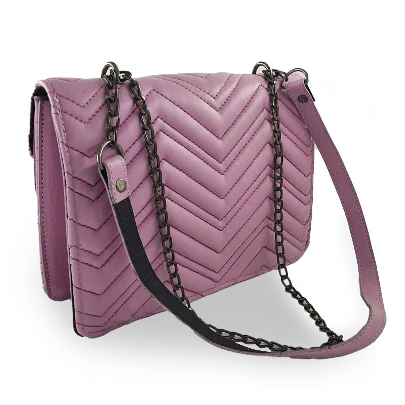 Sac Bandoulière MODALINE Silena avec Chaine - Gris & Violet 2 silena purple