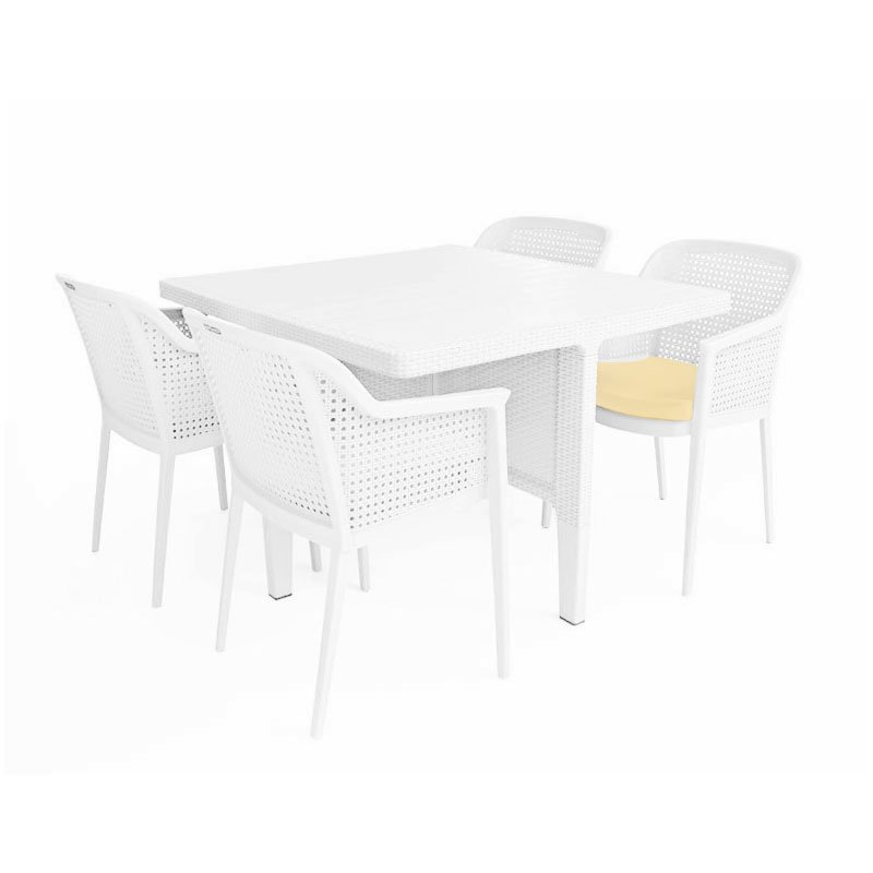 Salon Jardin SOTUFAB Majestic 4 Places - Blanc 1 sotufab salle a manger majestic place blanc