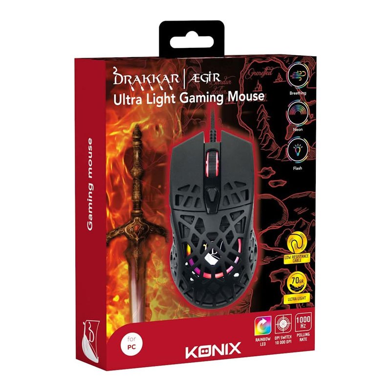 Souris Filaire Gamer KONIX Drakkar Aegir Ultra Light - Noir 5 souris filaire gamer konix drakkar aegir ultra light noir
