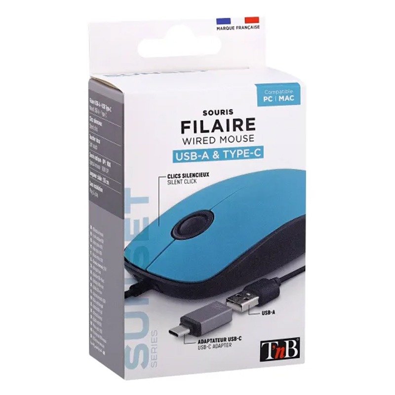 Souris Filaire TNB SUNSET USB - Bleu 3 souris filaire tnb sunset usb bleu y