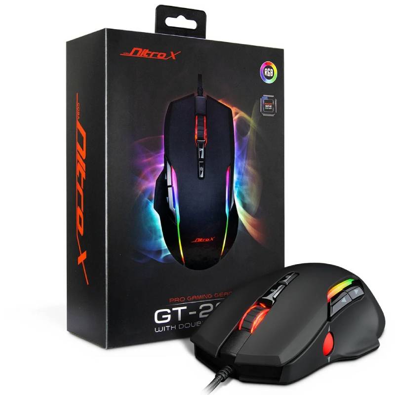 Souris Gamer Filaire NITROX Rétroéclairée GT-200 - Noir 6 souris gamer filaire retroeclairee nitrox gt noir llhj