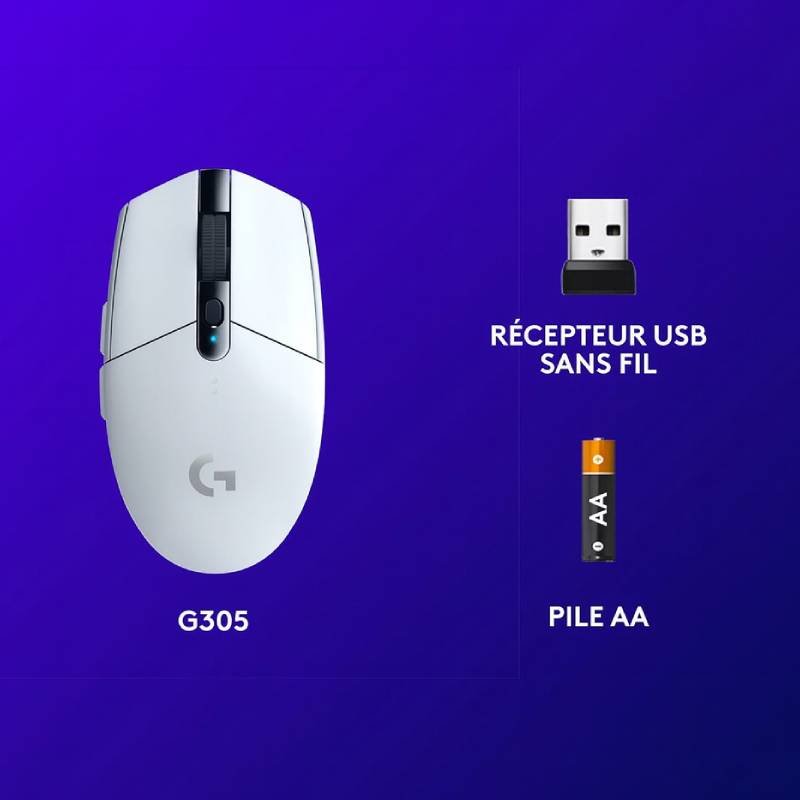 Souris Gamer Sans Fil LOGITECH G305 - Blanc 7 souris gamer sans fil logitech g blanc dsqez