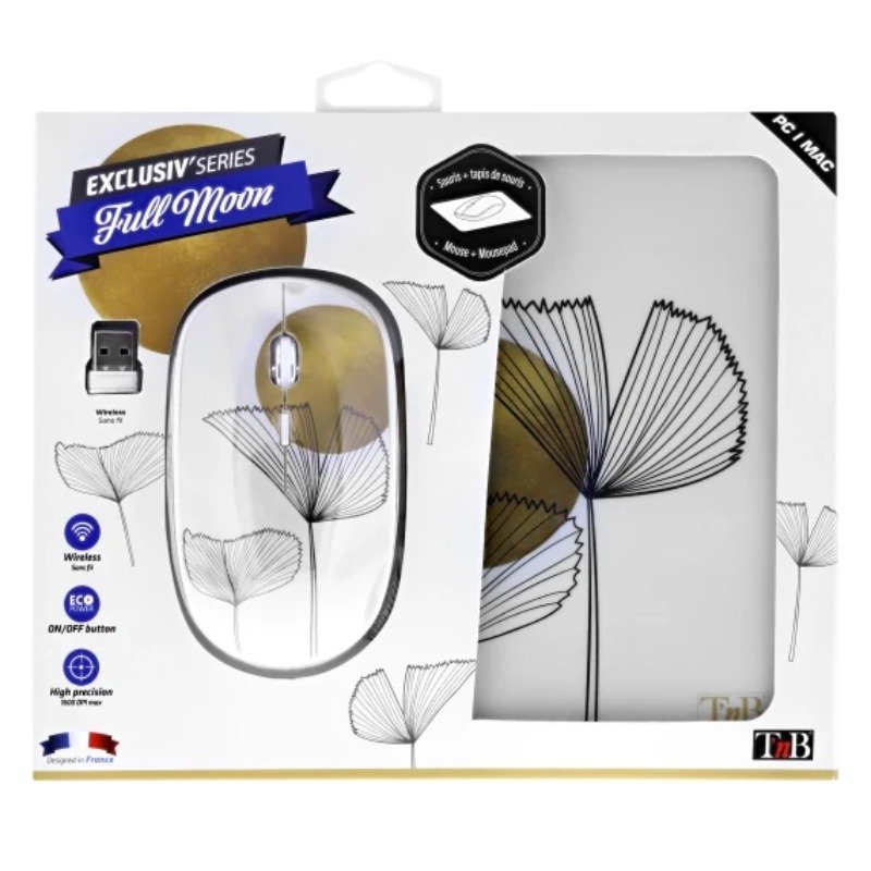 Souris Sans Fil et Tapis de Souris TNB FULL MOON - Blanc&Doré 5 souris sans fil et tapis de souris tnb full moon blanc dore y