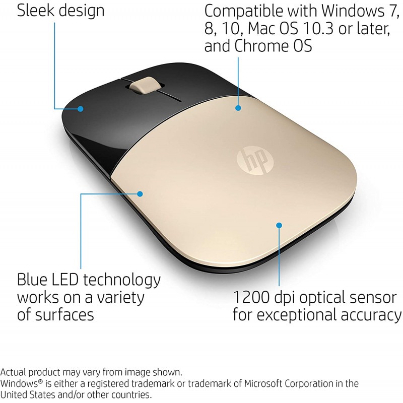 Souris sans fil HP Z3700 - Gold ( X7Q43AA) 6 souris sans fil hp z gold xqaa i