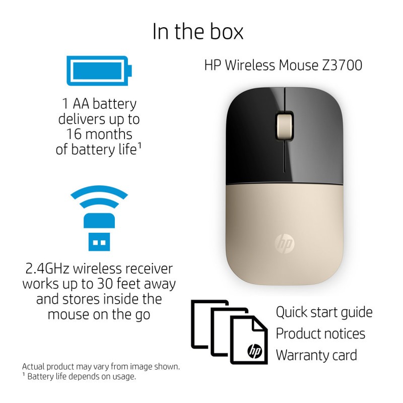 Souris sans fil HP Z3700 - Gold ( X7Q43AA) 5 souris sans fil hp z gold xqaa m