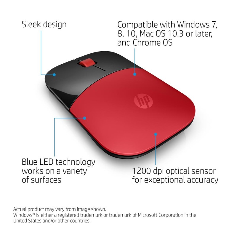 Souris sans fil HP Z3700 - Rouge 5 souris sans fil hp z rouge g
