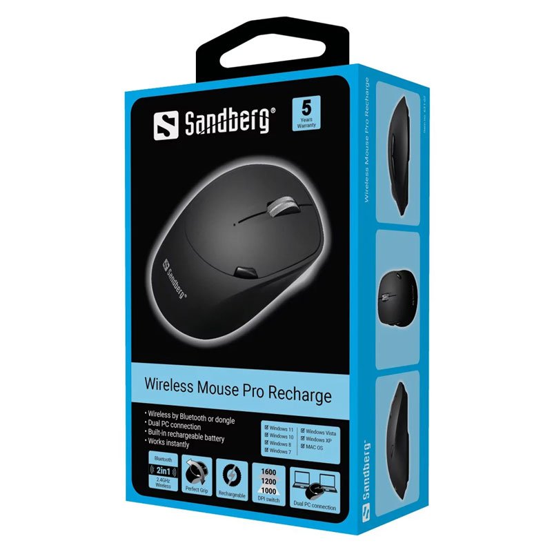 Souris Sans Fil SANDBERG Pro 631-02 Rechargeable - Noir 5 souris sans fil sandberg pro rechargeable noir
