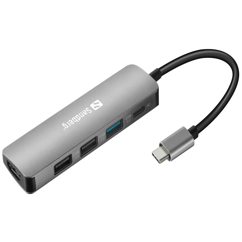 Station d'accueil SANDBERG Dock USB-C HDMI+3xUSB+PD - Gris 1 station d accueil sandberg dock usb c hdmi xusb pd gris