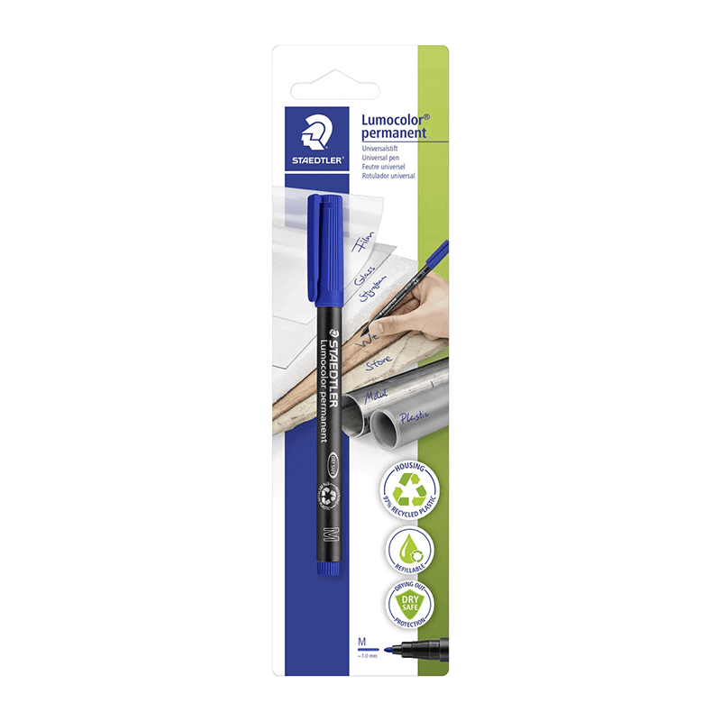 Stylo STAEDTLER Lumocolor Permanent Universel M Bleu 1 stylo lumocolor permanent staedtler universel m bleu