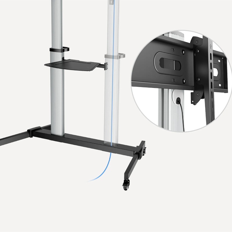 Support Mobile MANHATTAN En Aluminium Avec Etagères Pour TV 60" - 100" (462563) 5 support mobile manhattan en aluminium avec etageres pour tv