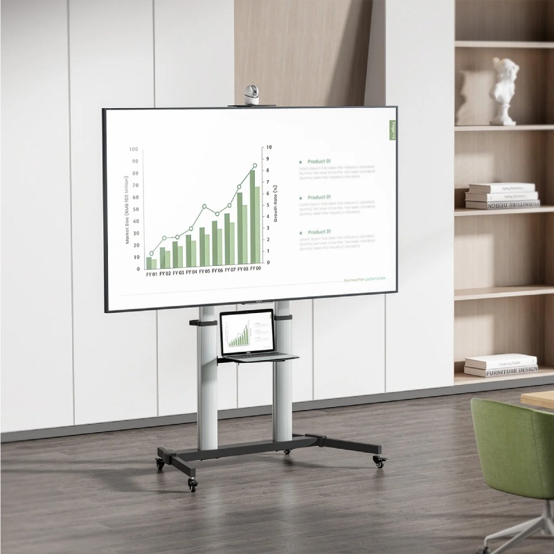 Support Mobile MANHATTAN En Aluminium Avec Etagères Pour TV 60" - 100" (462563) 4 support mobile manhattan en aluminium avec etageres pour tv