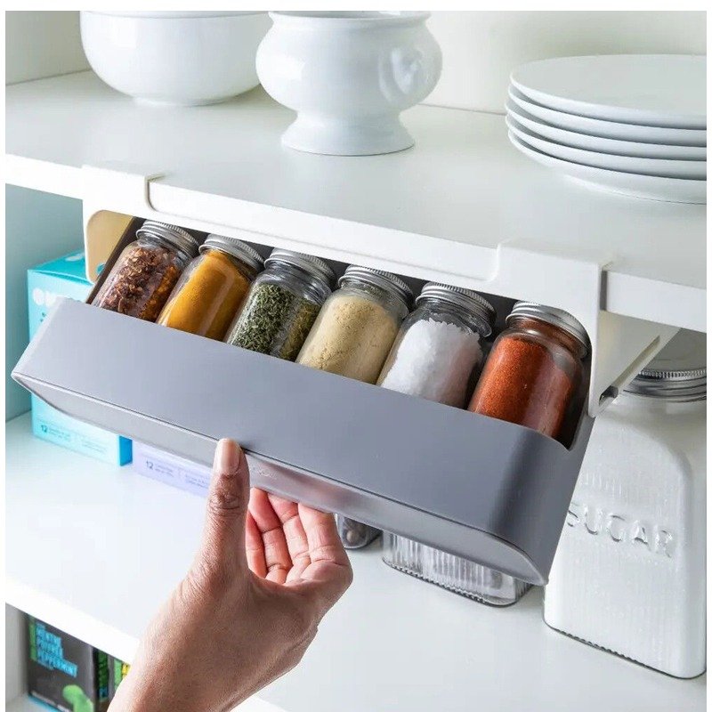 Support Pour 6 boîtes à épices - Gris 2 support pour boites a epices gris