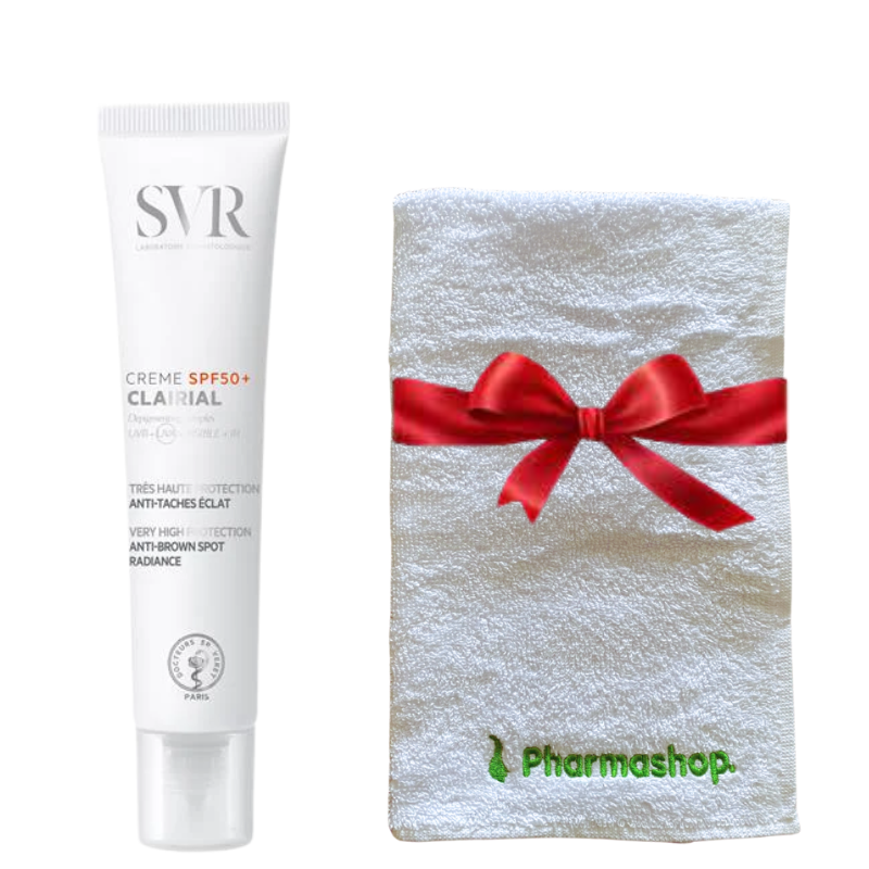 SVR CLAIRIAL CREME ANTI TACHES BRUNES SPF50+ 40ML+PHARMASHOP SERVIETTE DE VISAGE (OFFERT) 1 svr clairial creme anti taches brunes spf mlpharmashop serviette de visage offert