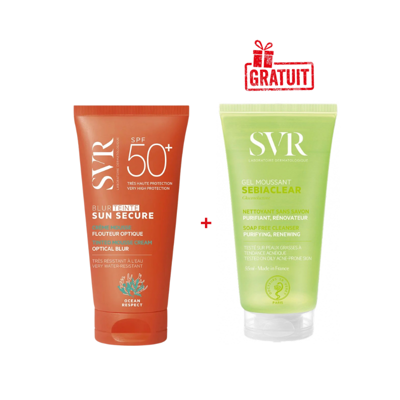 SVR SUN SECURE BLUR TEINTE SPF50+ 50ML+SEBIACLEAR GEL MOUSSANT 55ML (OFFERT) 1 svr sun secure blur teinte spf mlsebiaclear gel moussant ml offert