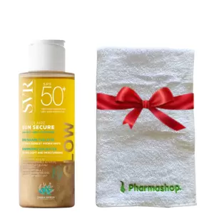 SVR SUN SECURE EAU SOLAIRE GLOW SPF50+ 100ML+PHARMASHOP SERVIETTE DE VISAGE (OFFERT) 3 svr sun secure eau solaire glow spf mlpharmashop serviette de visage offert