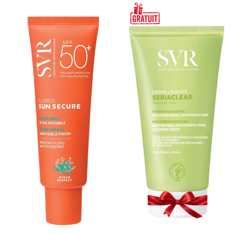 SVR SUN SECURE FLUIDE SPF50+ 50ML+SEBIACLEAR CREME LAVANTE 55ML (OFFERT) 1 svr sun secure fluide spf mlsebiaclear creme lavante ml offert