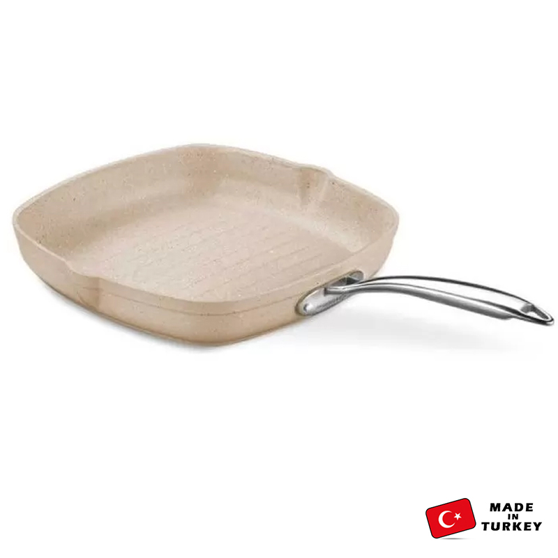 Poêle Grill En Granite KORKMAZ 28 x 28 CM - Beige 1 t po le grill en granite korkmaz x cm beige